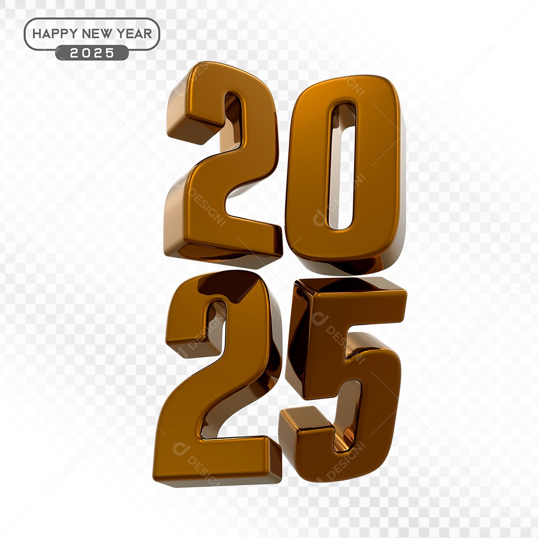 Elemento 3D Número 2025 Marrom Para Composição PSD