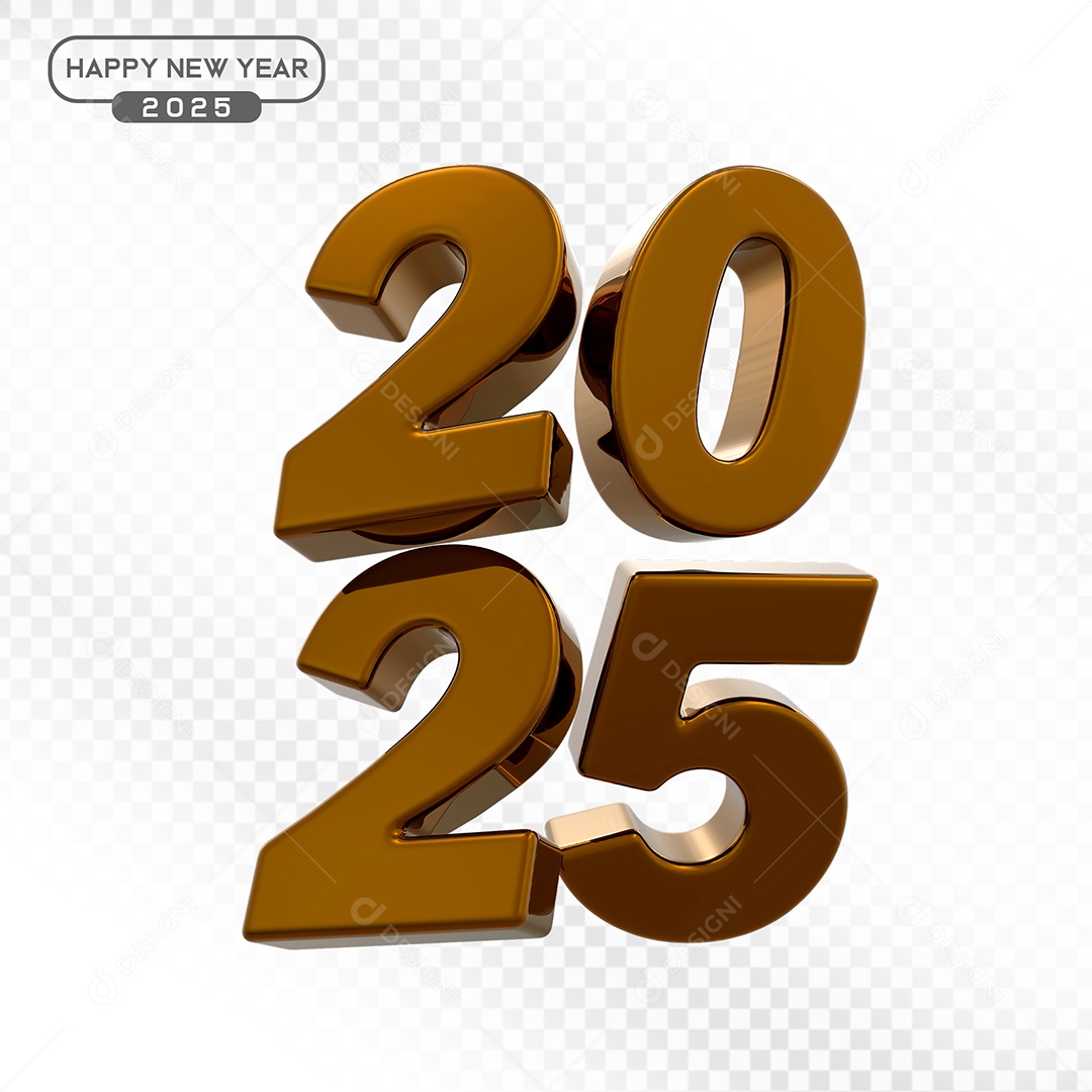 Elemento 3D Número 2025 Marrom Para Composição PSD