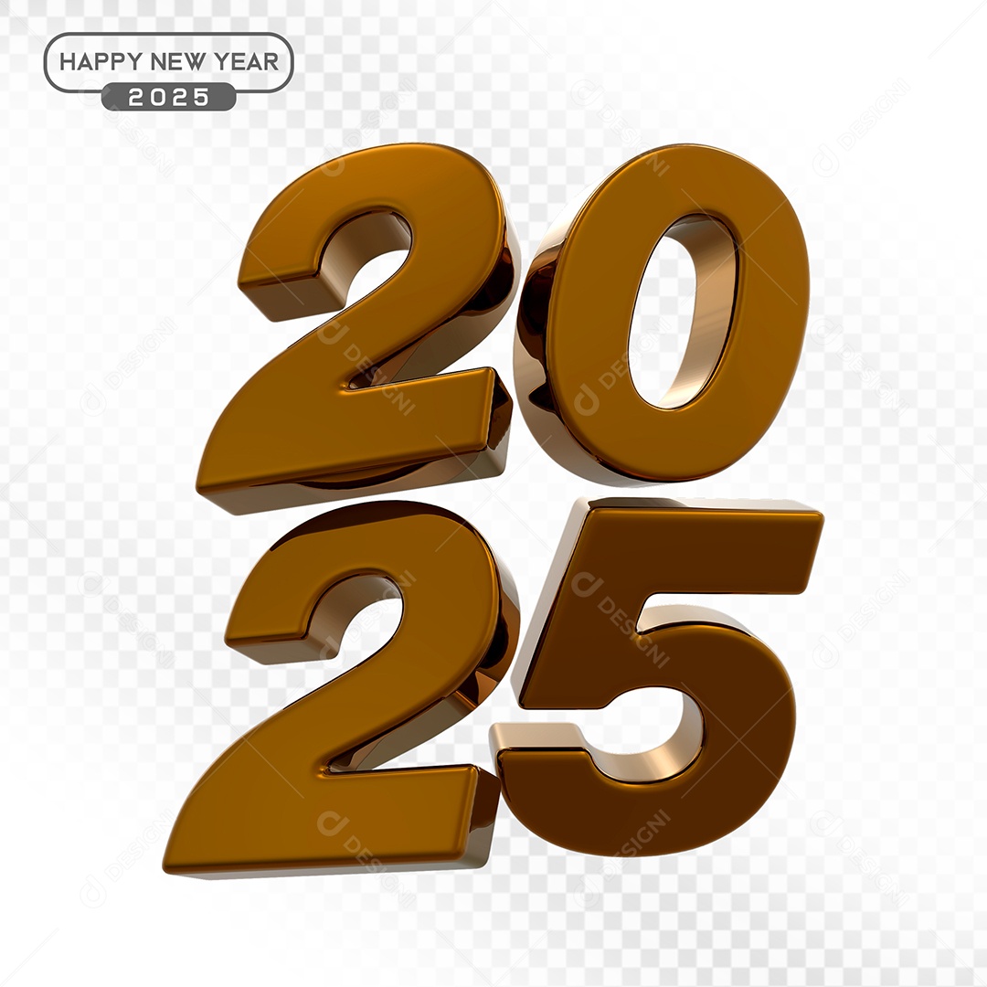 Elemento 3D Número 2025 Marrom Para Composição PSD