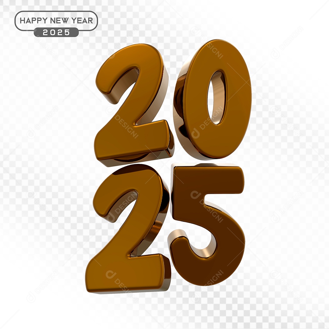 Elemento 3D Número 2025 Marrom Para Composição PSD
