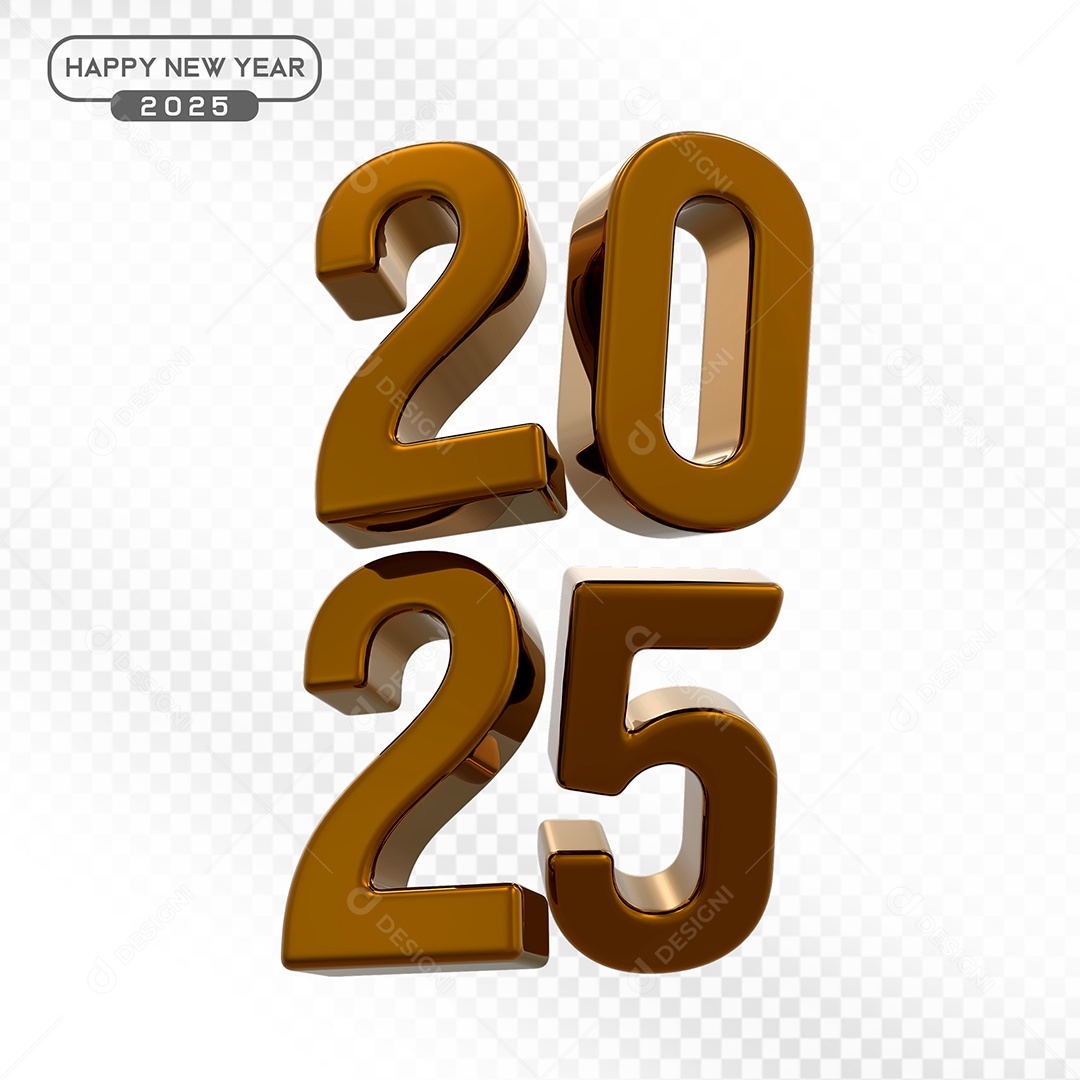 Elemento 3D Número 2025 Marrom Para Composição PSD
