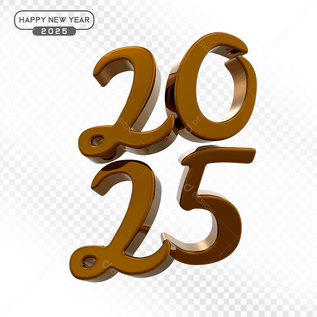 Elemento 3D Número 2025 Marrom Para Composição PSD