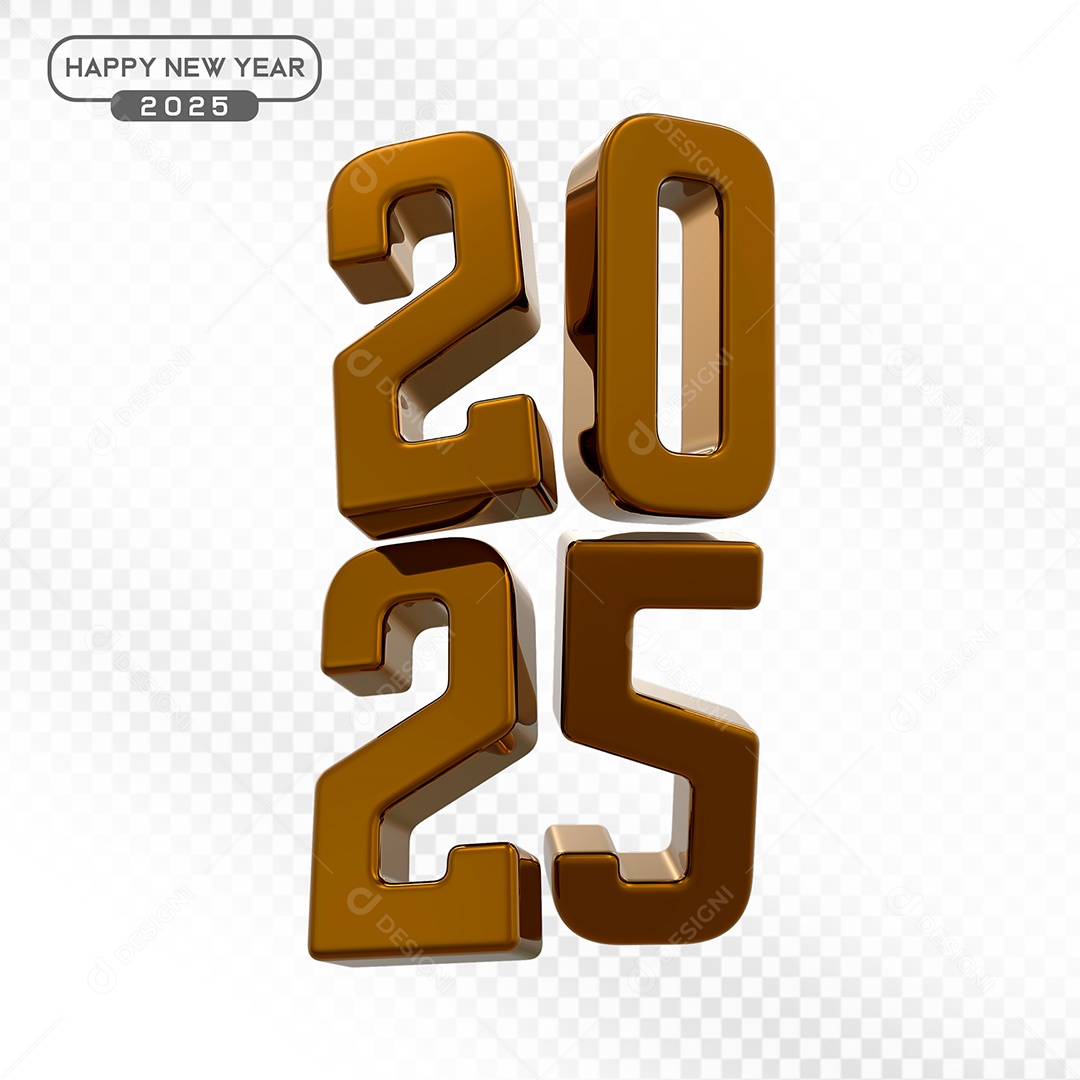 Elemento 3D Número 2025 Marrom Para Composição PSD
