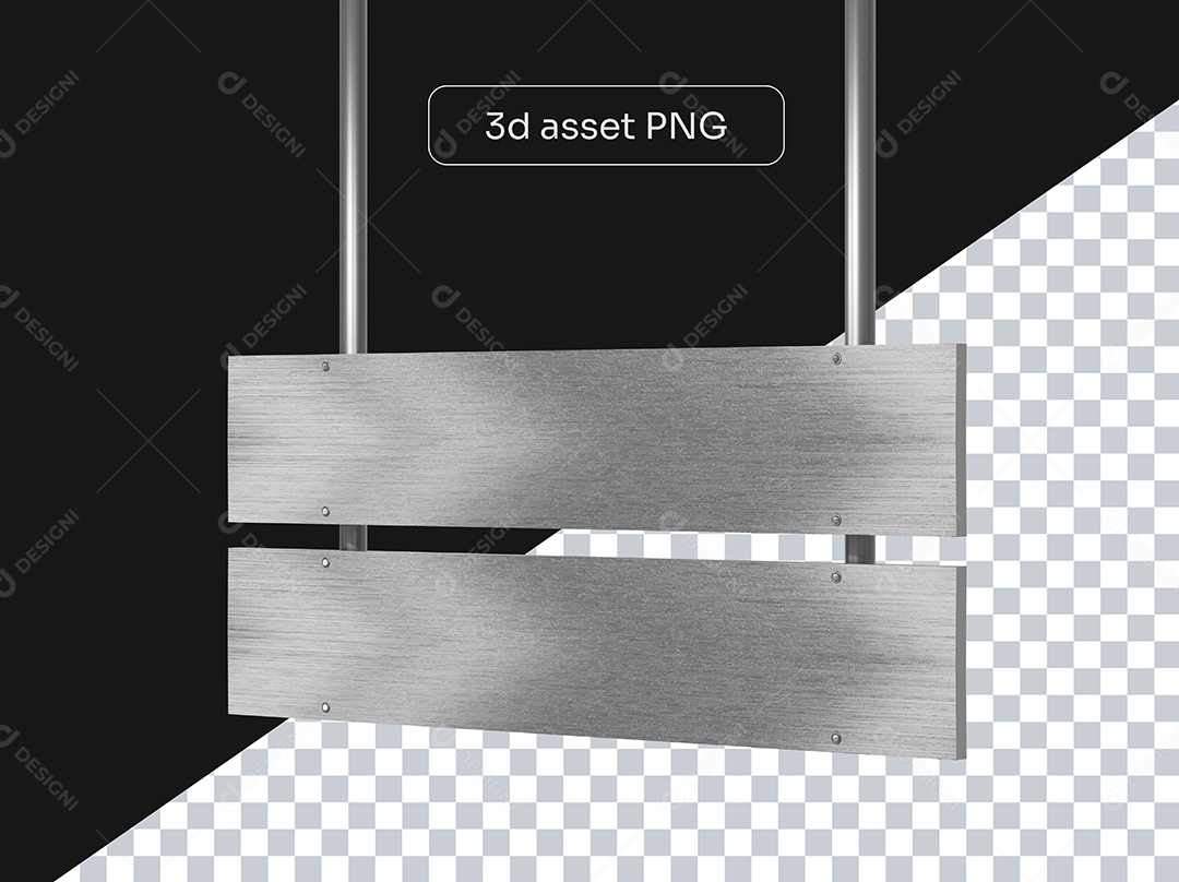 Elemento 3D Placa de Metal para Composição PSD