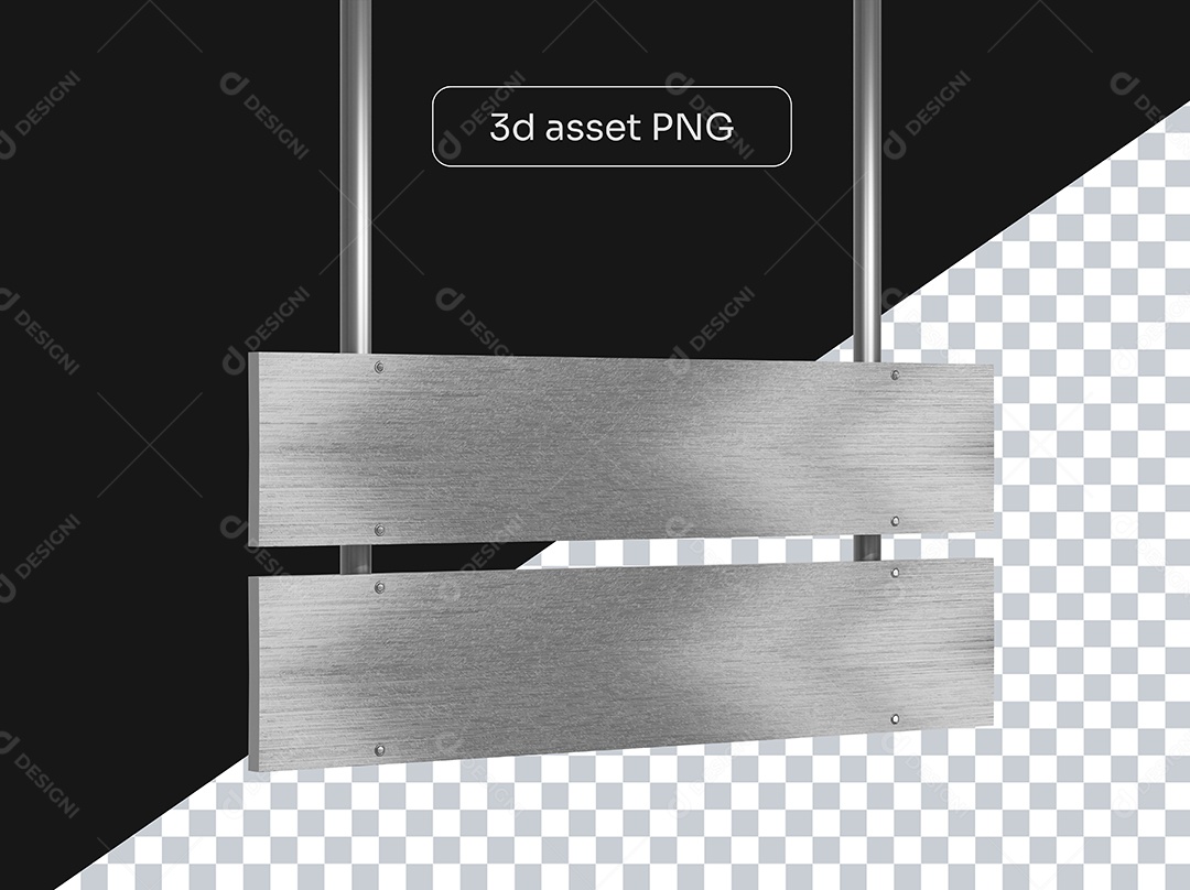 Elemento 3D Placa de Metal para Composição PSD