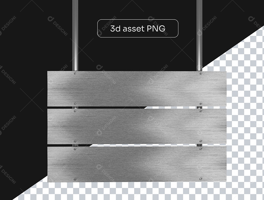 Elemento 3D Placa de Metal para Composição PSD