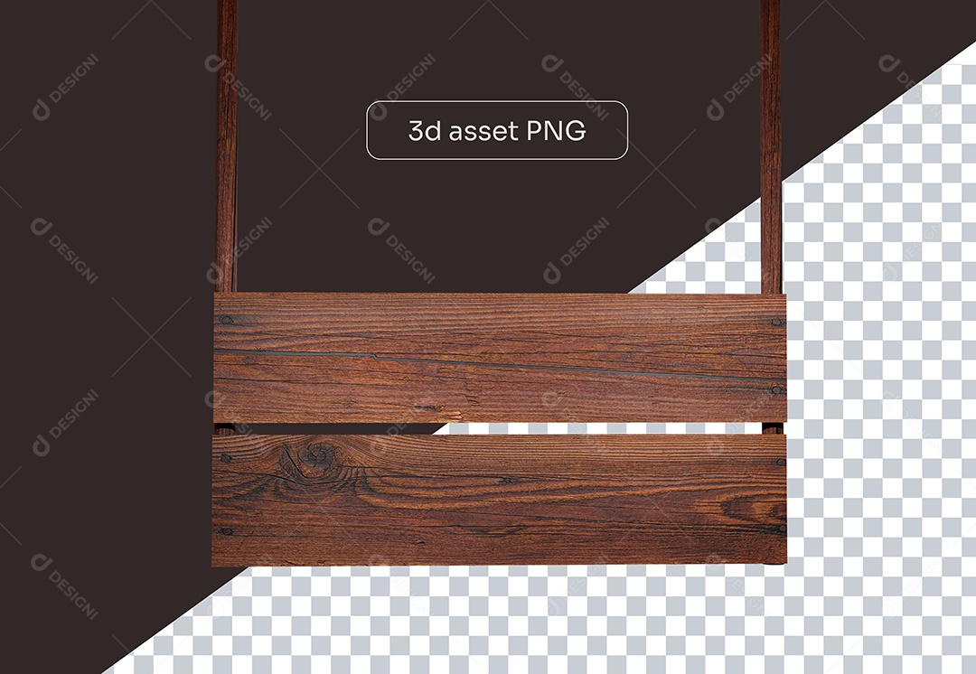Elemento 3D Placa de Madeira para Composição PSD
