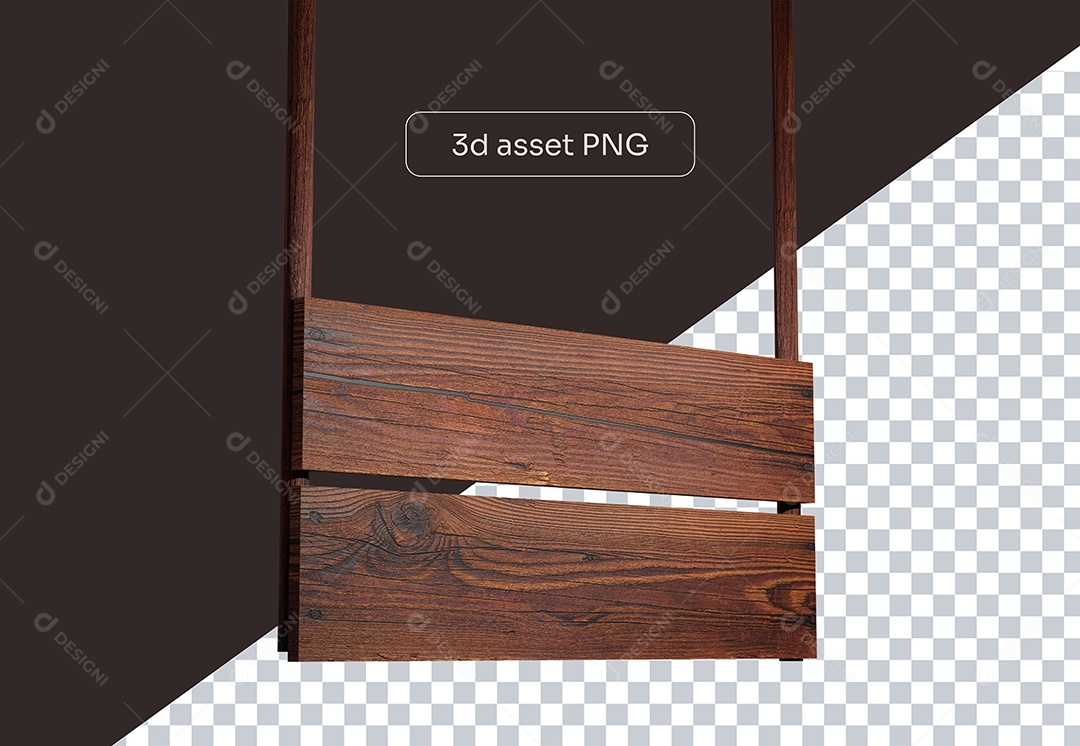 Elemento 3D Placa de Madeira para Composição PSD
