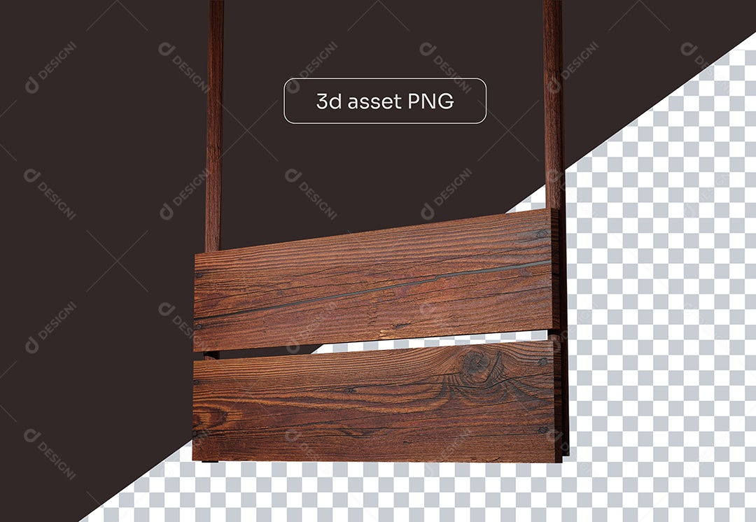 Elemento 3D Placa de Madeira para Composição PSD