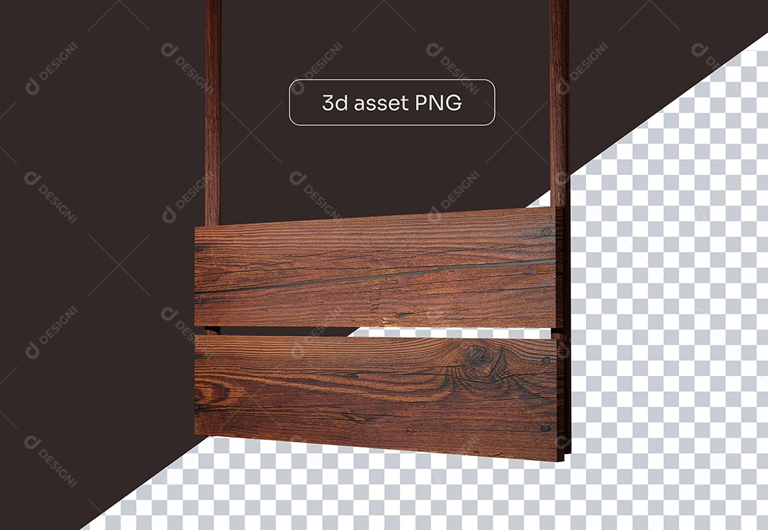 Elemento 3D Placa de Madeira para Composição PSD