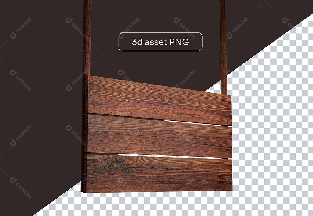 Elemento 3D Placa de Madeira para Composição PSD