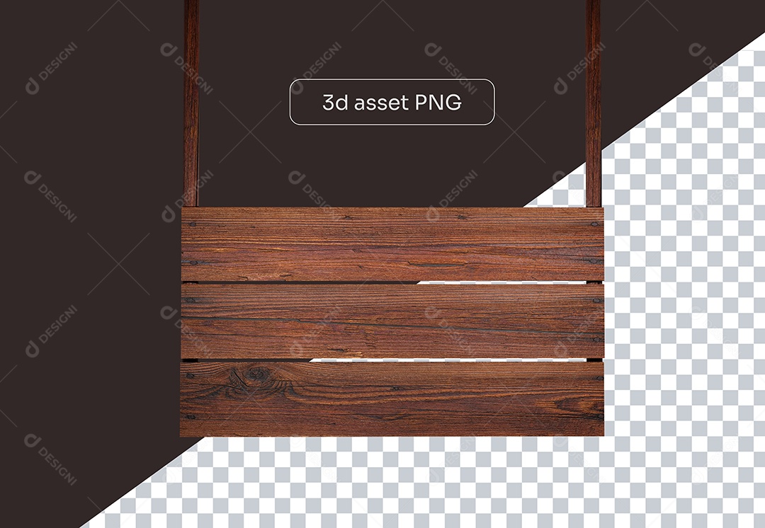 Elemento 3D Placa de Madeira para Composição PSD
