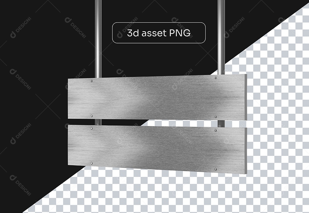 Elemento 3D Placa de Metal para Composição PSD
