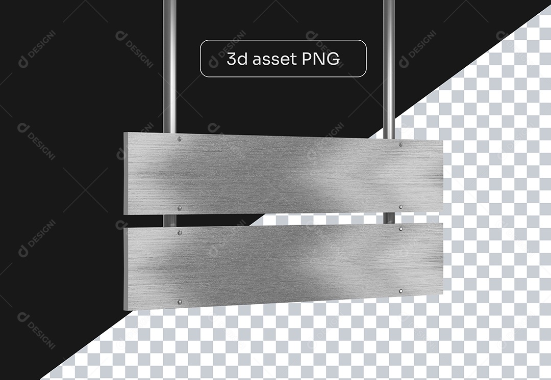Elemento 3D Placa de Metal para Composição PSD
