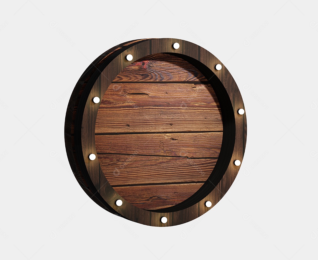 Elemento Placa de Madeira Redonda com Led para Composição PSD