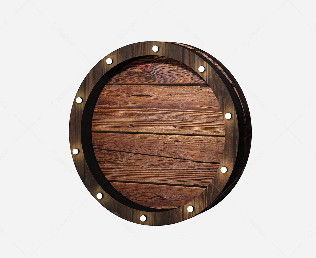 Elemento Placa de Madeira Redonda com Led para Composição PSD