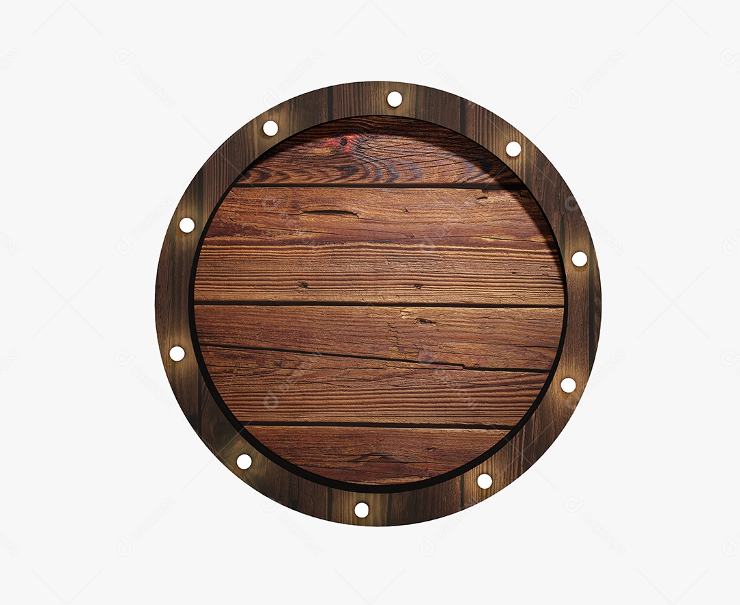 Elemento Placa de Madeira Redonda com Led para Composição PSD