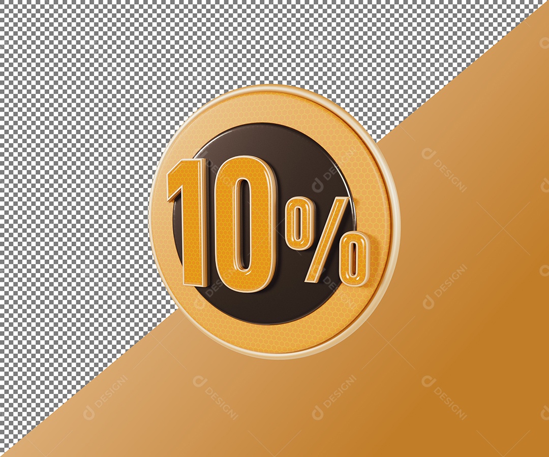 Numero 10% de Desconto Elemento 3D para Composição PSD