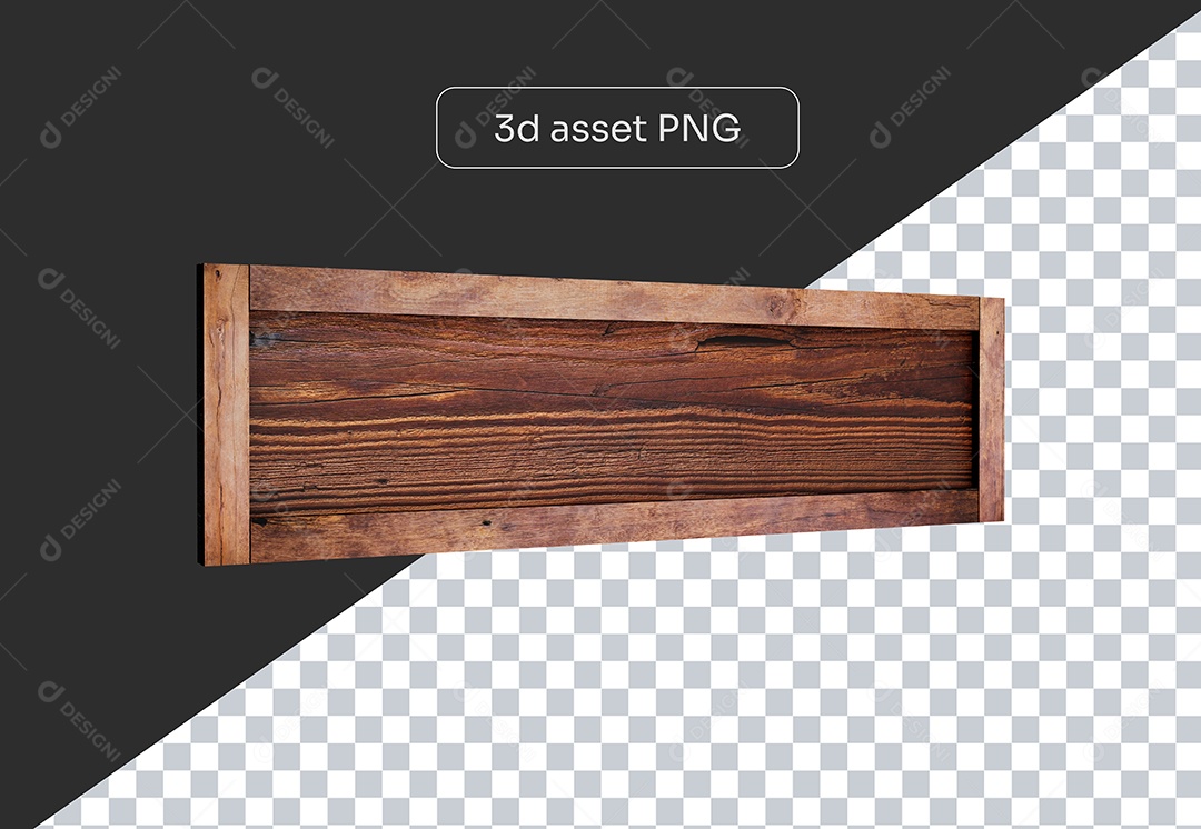 Elemento 3D Painel de Madeira para Composição PSD