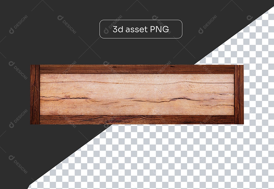 Elemento 3D Painel de Madeira para Composição PSD