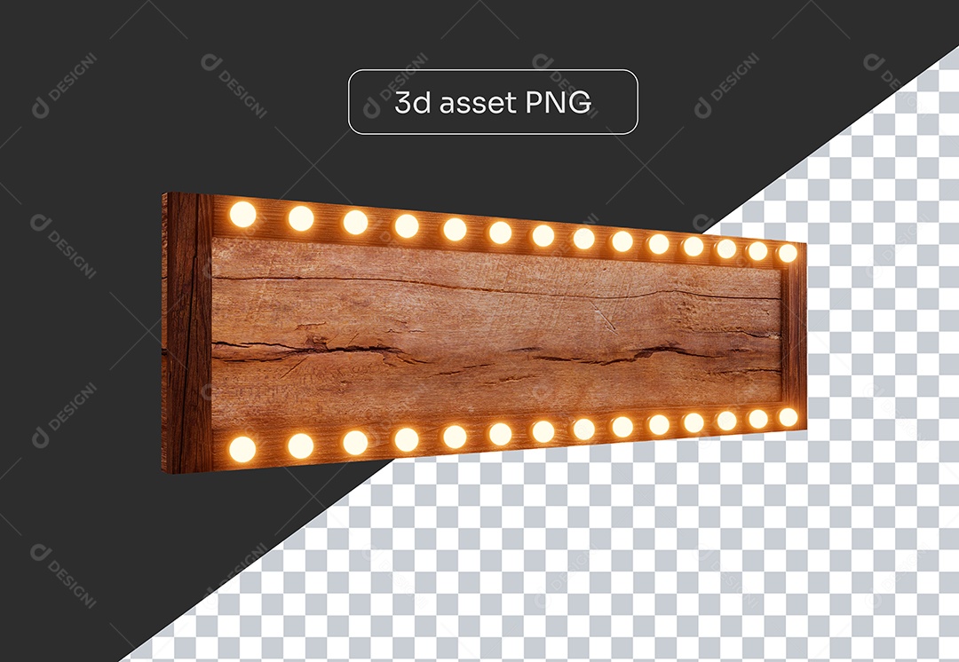Elemento 3D Painel de Madeira Com Led para Composição PSD