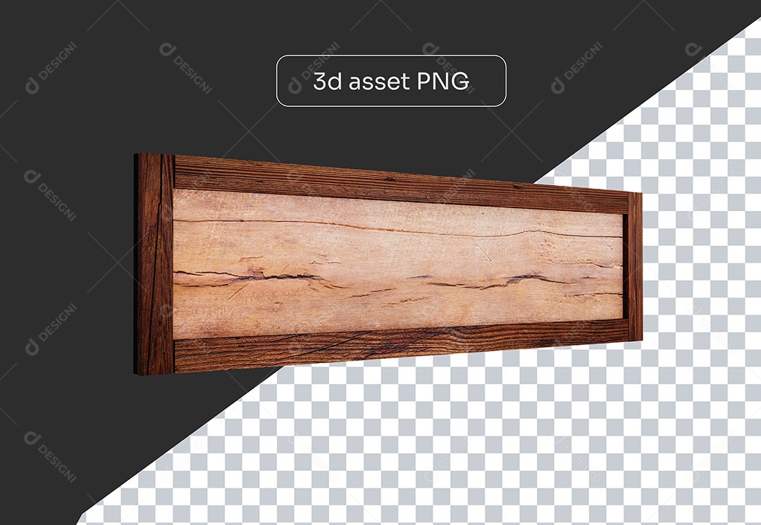 Elemento 3D Painel de Madeira para Composição PSD