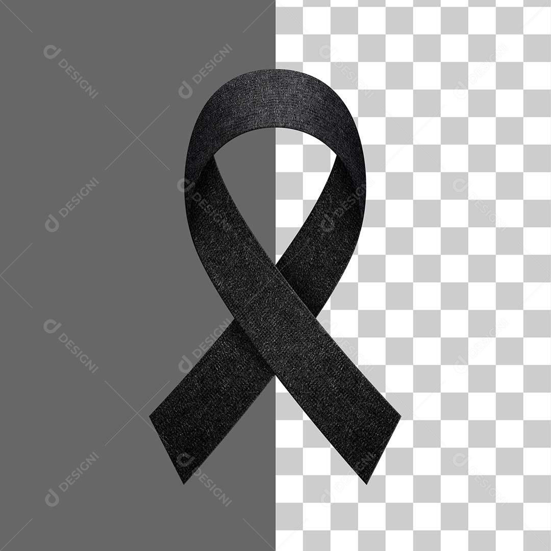 Laço Preto de Luto Elemento 3D para Composição PSD