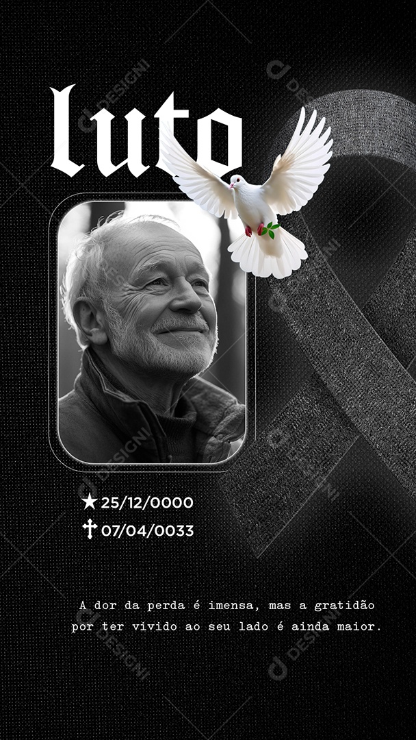 Story Luto Nota de Falecimento Social Media PSD Editável