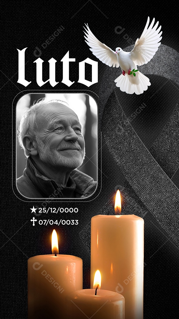 Story Luto Nota de Falecimento Social Media PSD Editável