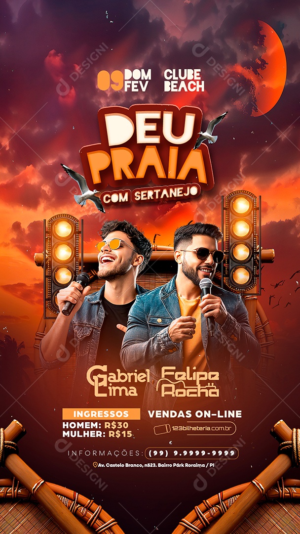 Story Flyer Deu Praia Com Sertanejo Social Media PSD Editável