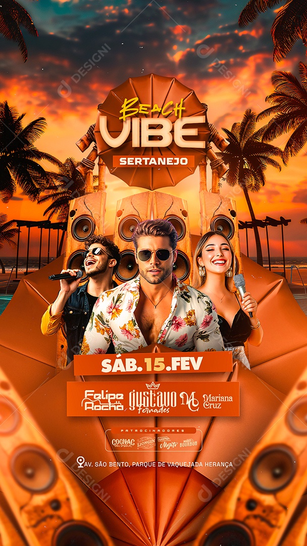 Story Flyer Beach Vibe Sertanejo Social Media PSD Editável