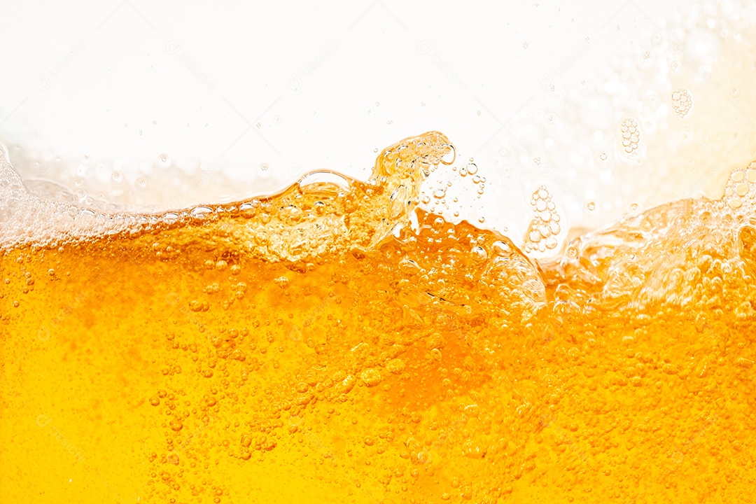 Close up brilhante laranja óleo ou textura de respingos de cerveja e ondas da natureza belas ondas curvas e pequenas bolhas suaves para design gráfico e fundo