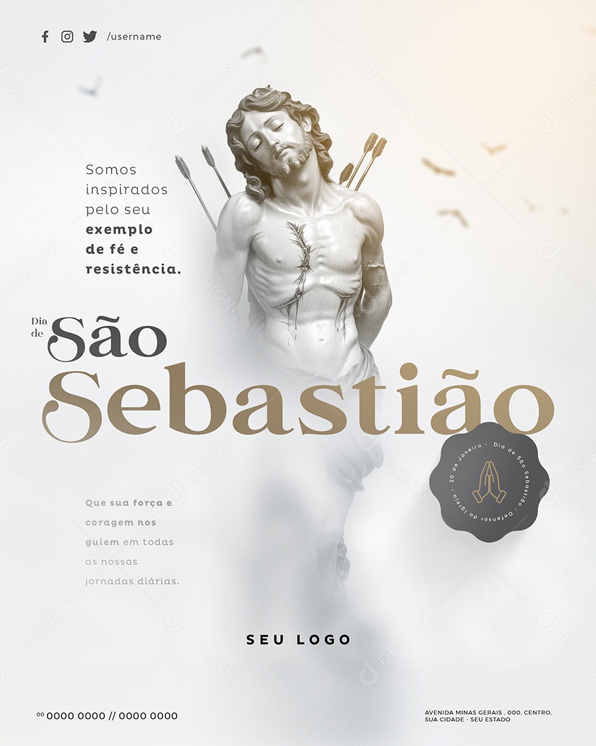 Dia de São Sebastião 20 de Janeiro Social Media PSD Editável