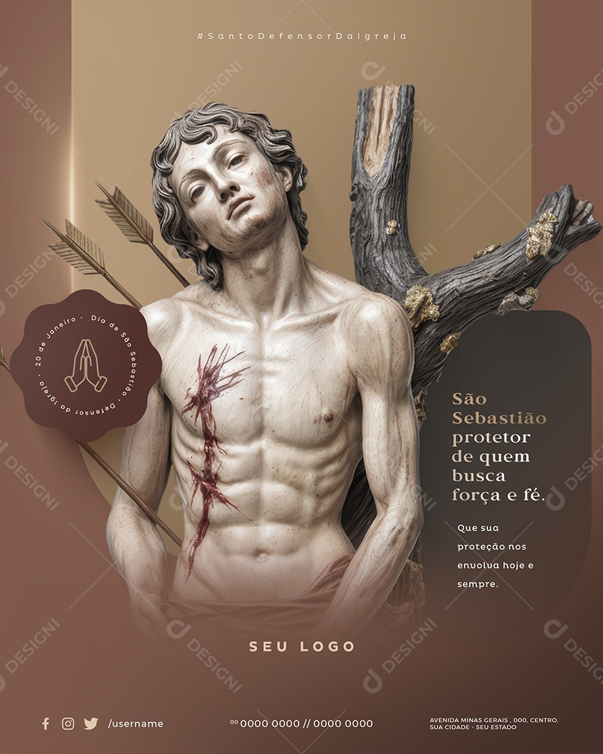 Dia de São Sebastião 20 de Janeiro Social Media PSD Editável