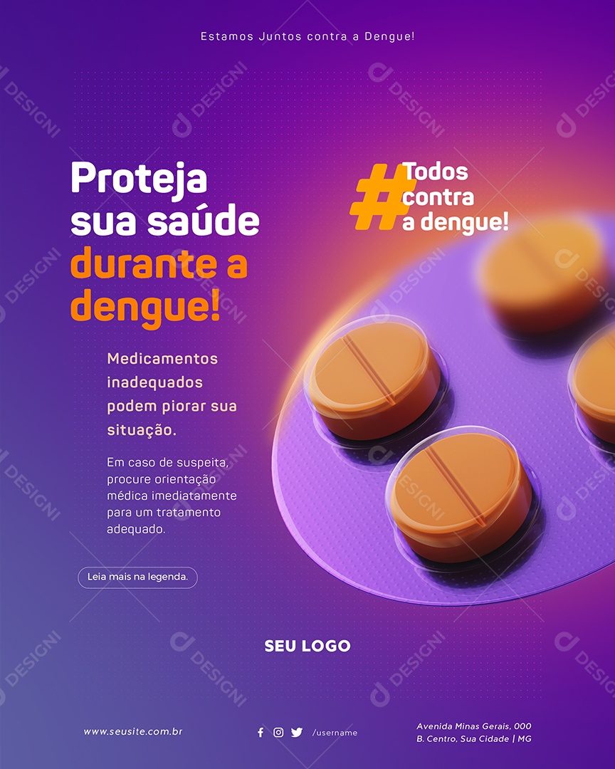 Proteja Sua Saúde Durante a Dengue Social Media PSD Editável