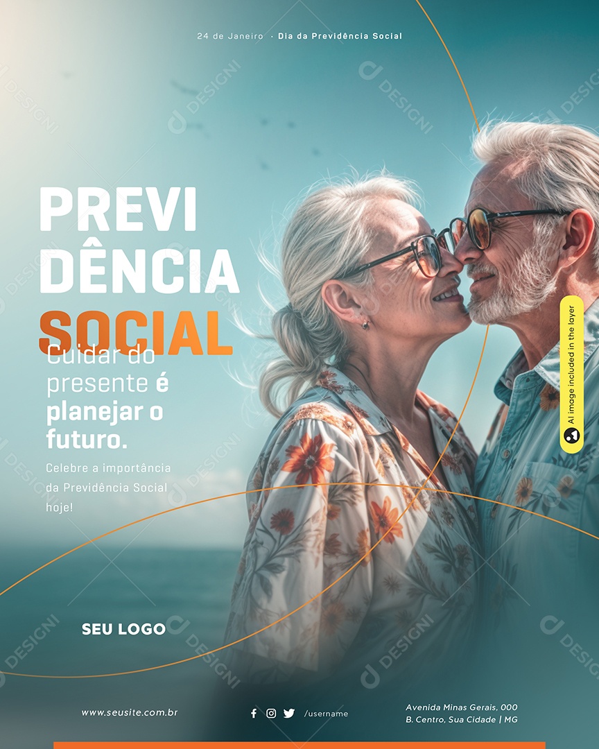 Dia Da Previdência Social 24 de Janeiro Social Media PSD Editável