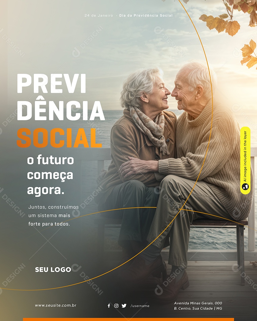 Dia Da Previdência Social 24 de Janeiro Social Media PSD Editável