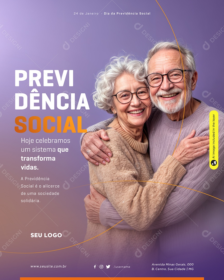 Dia Da Previdência Social 24 de Janeiro Social Media PSD Editável