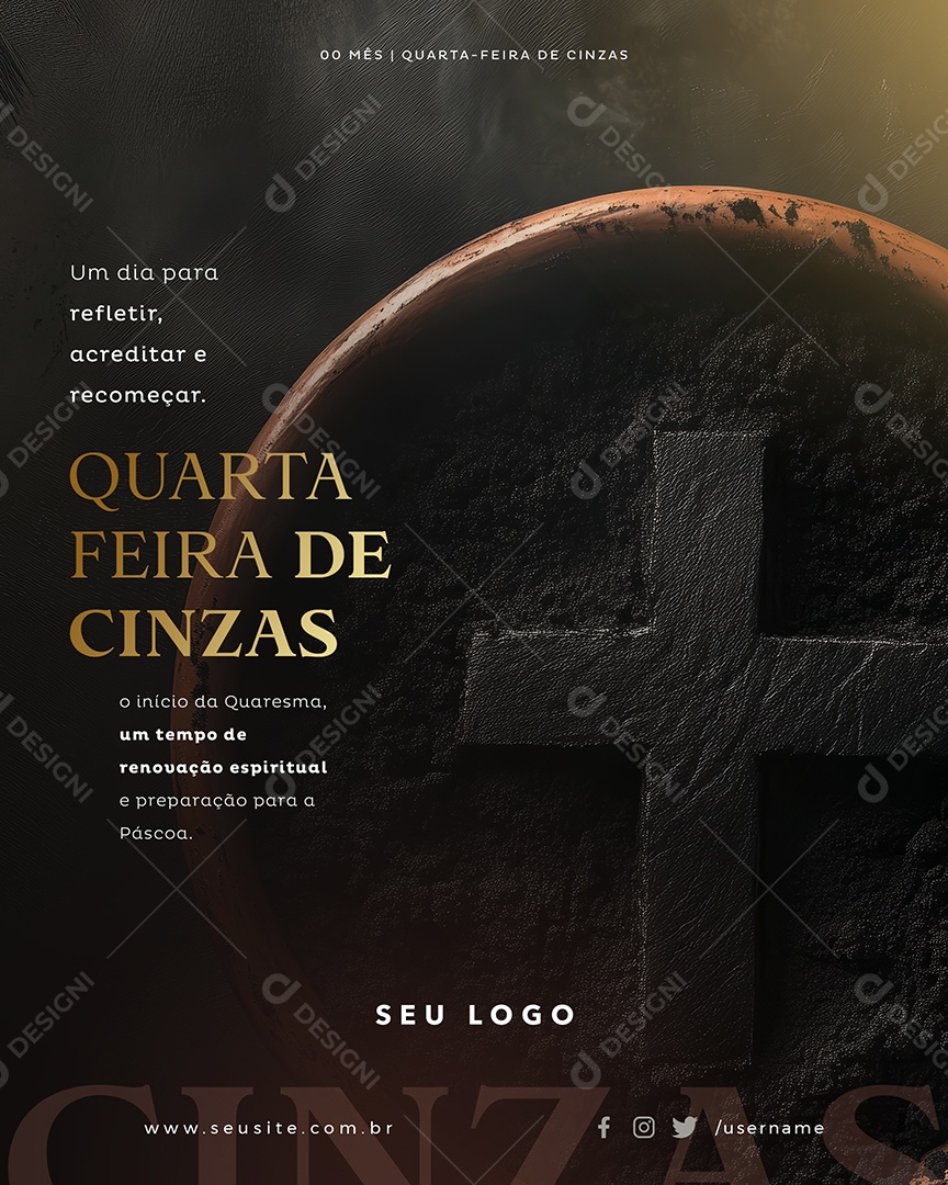 Quarta Feira de Cinzas Social Media PSD Editável