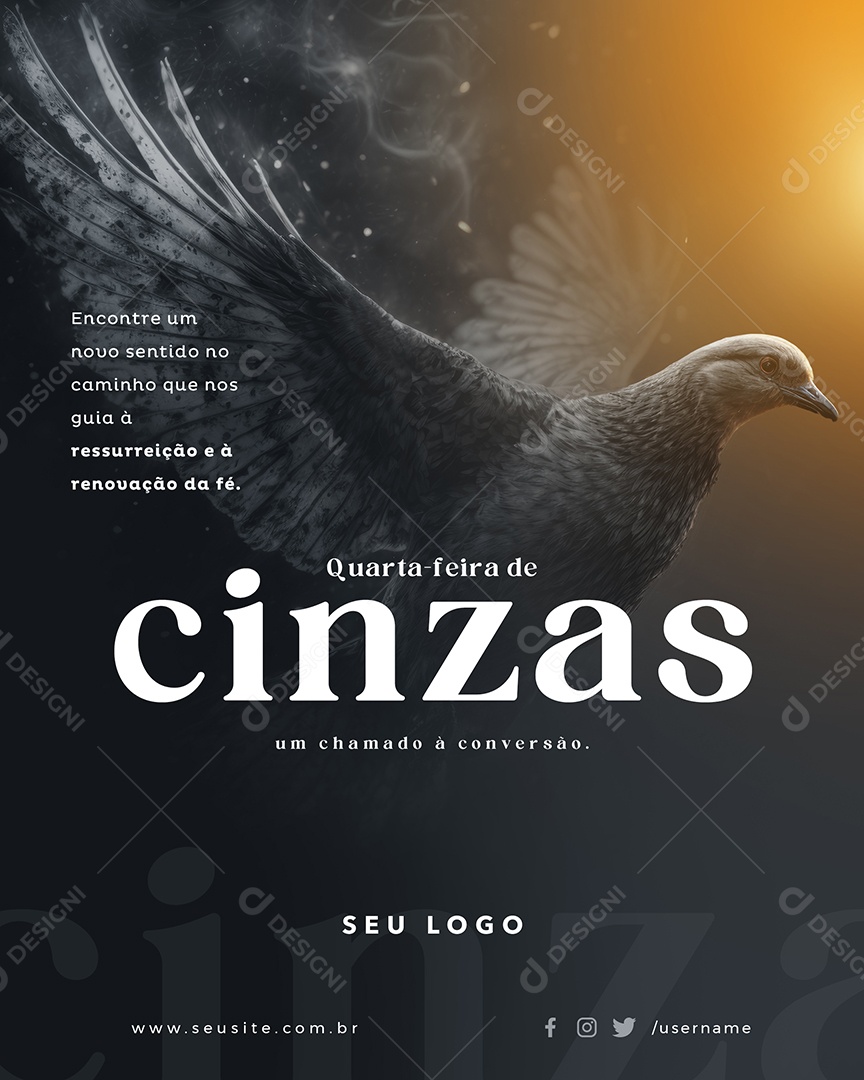 Quarta Feira de Cinzas Social Media PSD Editável