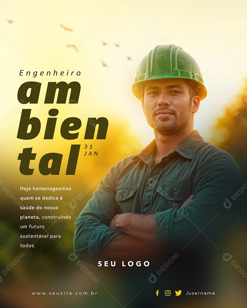 Dia do Engenheiro Ambiental 31 De Janeiro Social Media PSD Editável
