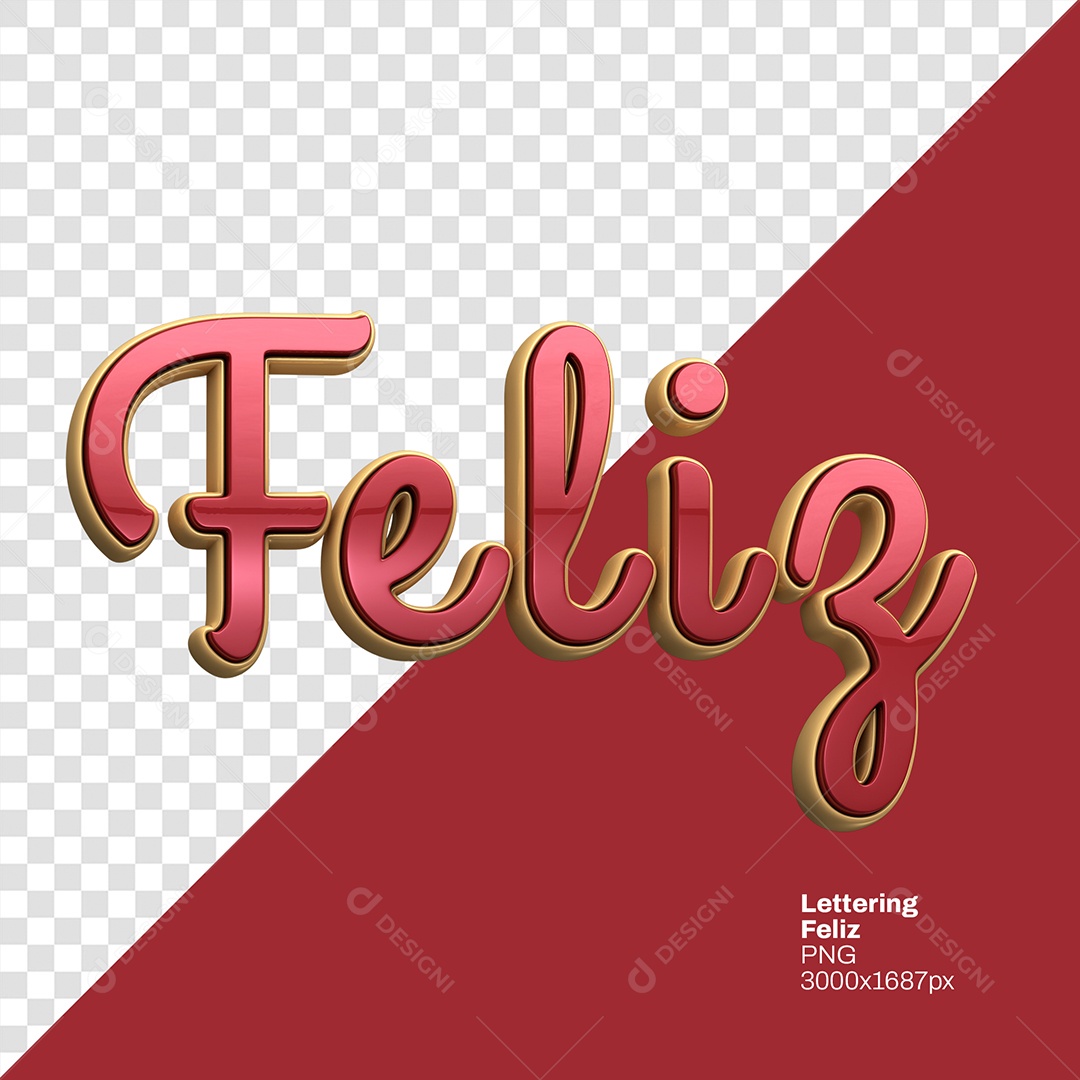Texto 3D Feliz para Composição PSD