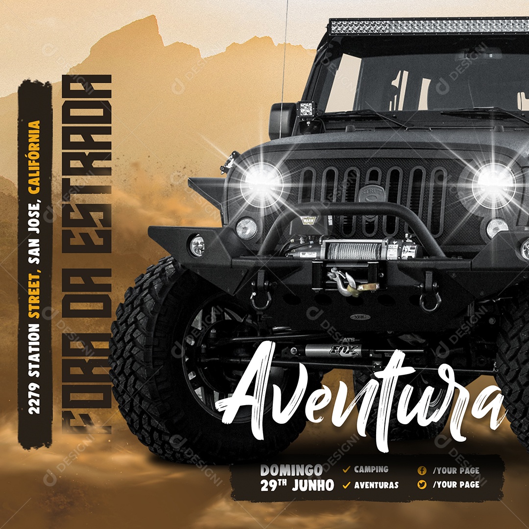 Locadora de Carros Fora Da Estrada Social Media PSD Editável