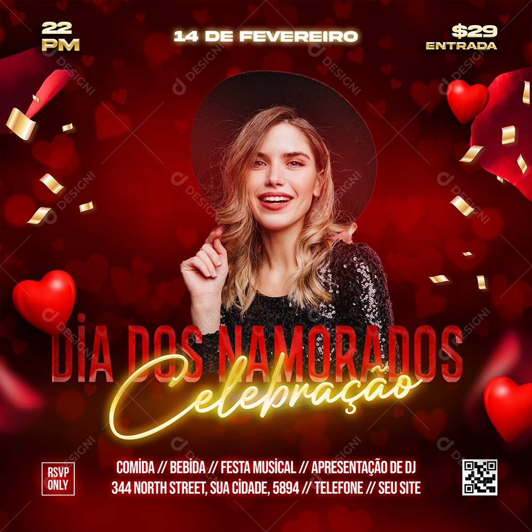 Festa Dia dos Namorados Social Media PSD Editável