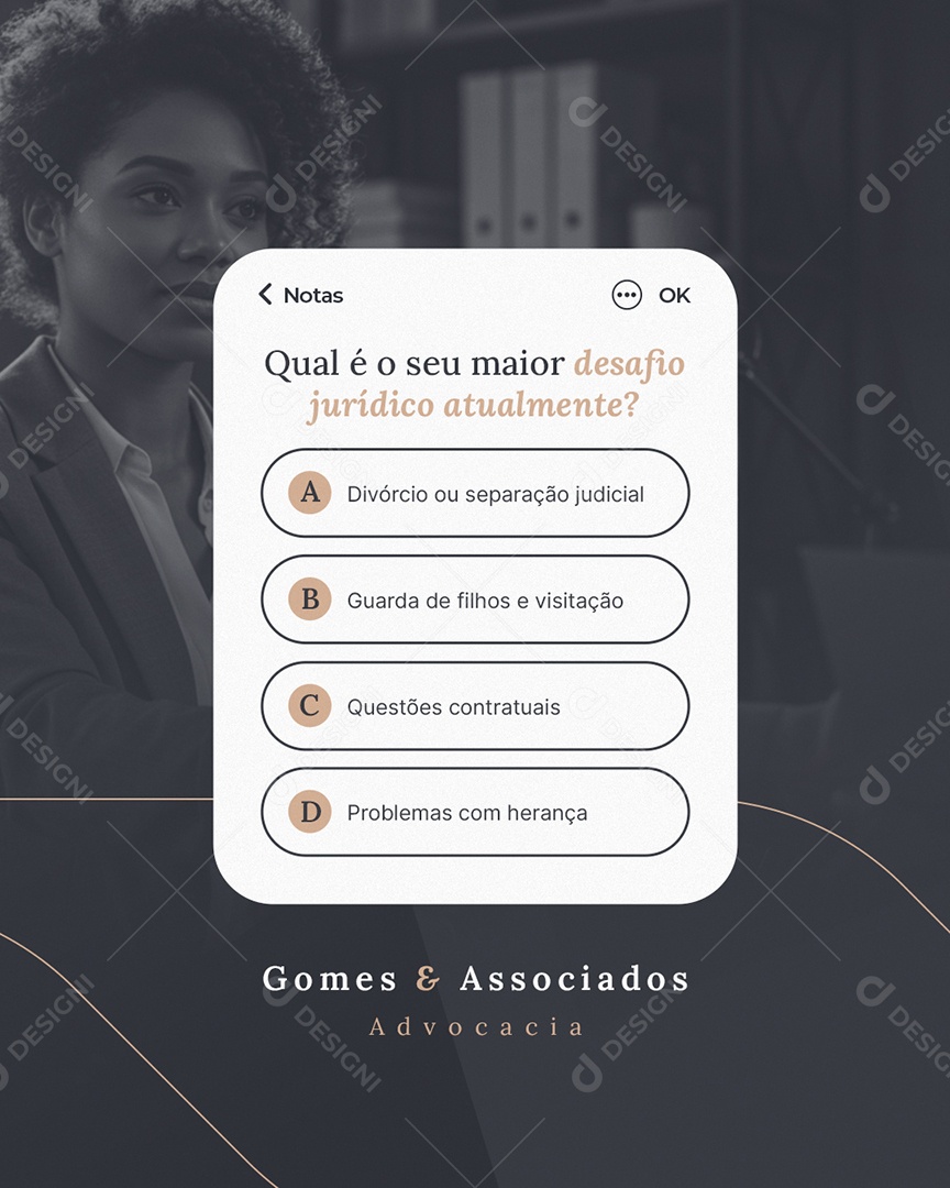 Advocacia Qual é o Seu Maior Desafio Social Media PSD Editável
