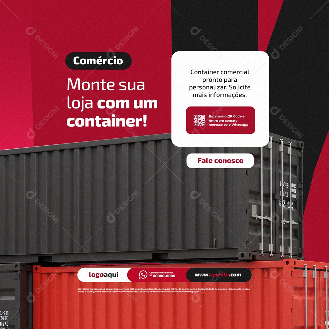 Comércio Monte sua Loja com Um Container Social Media PSD Editável