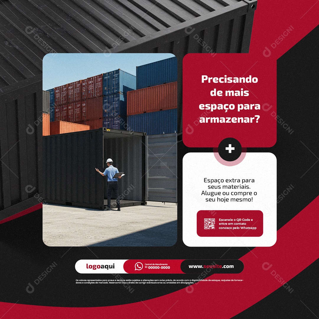 Container Precisando de Mais Espaço Social Media PSD Editável
