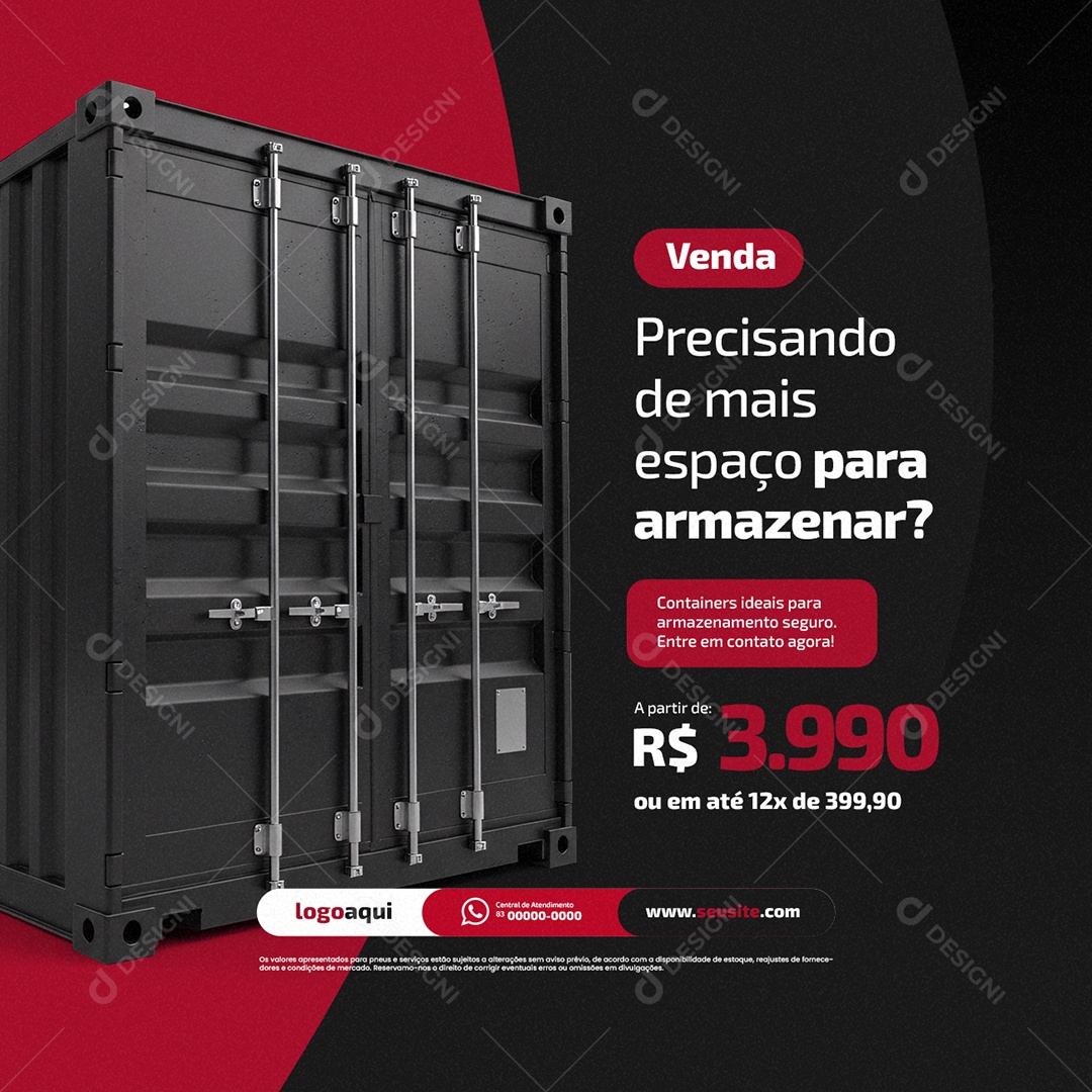 Container Venda Precisando de Mais Espaço para Armazenar Social Media PSD Editável