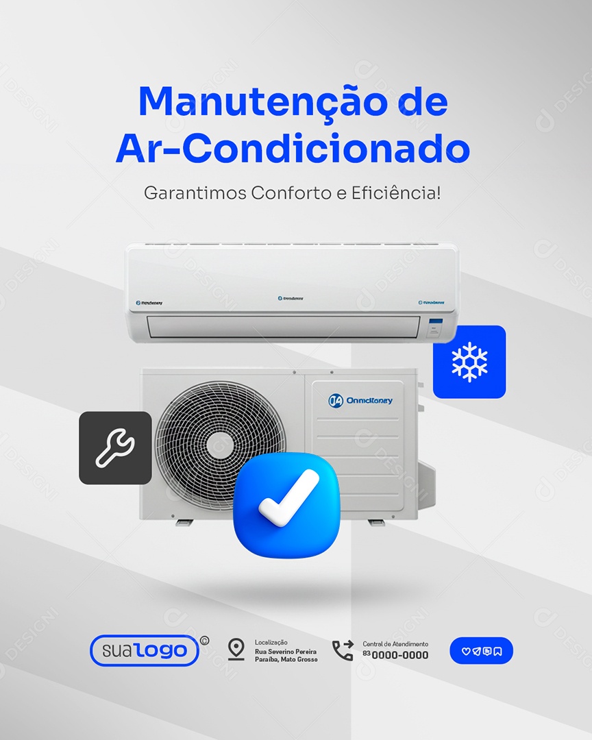 Manutenção de Ar Condicionado Social Media PSD Editável