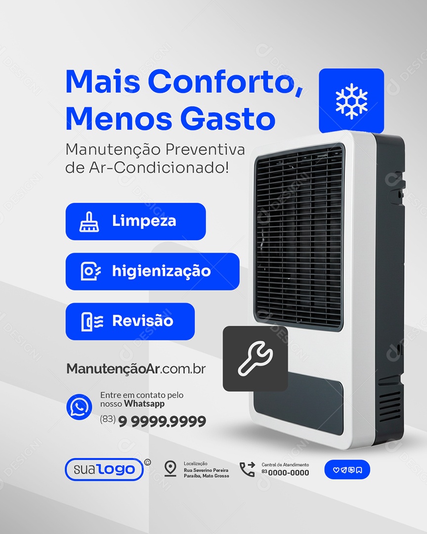 Manutenção Mais Conforto Menos Gasto Social Media PSD Editável